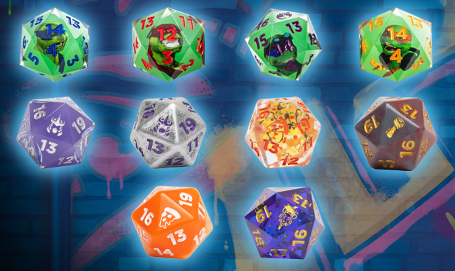 Sirius Dice: Accessories: TMNT Mystery Pack - D20 Spindown w/ Acrylic Tokens