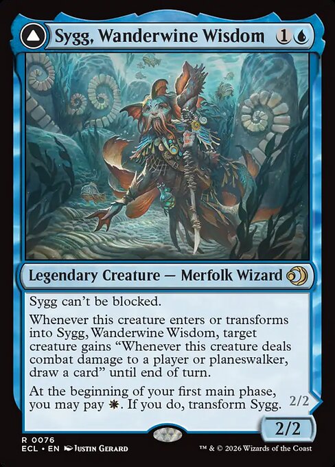 Sygg, Wanderwine Wisdom // Sygg, Wanderbrine Shield (ECL)