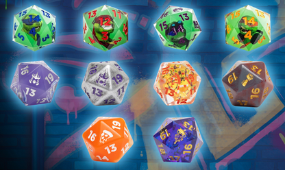 Sirius Dice: Accessories: TMNT Mystery Pack - D20 Spindown w/ Acrylic Tokens
